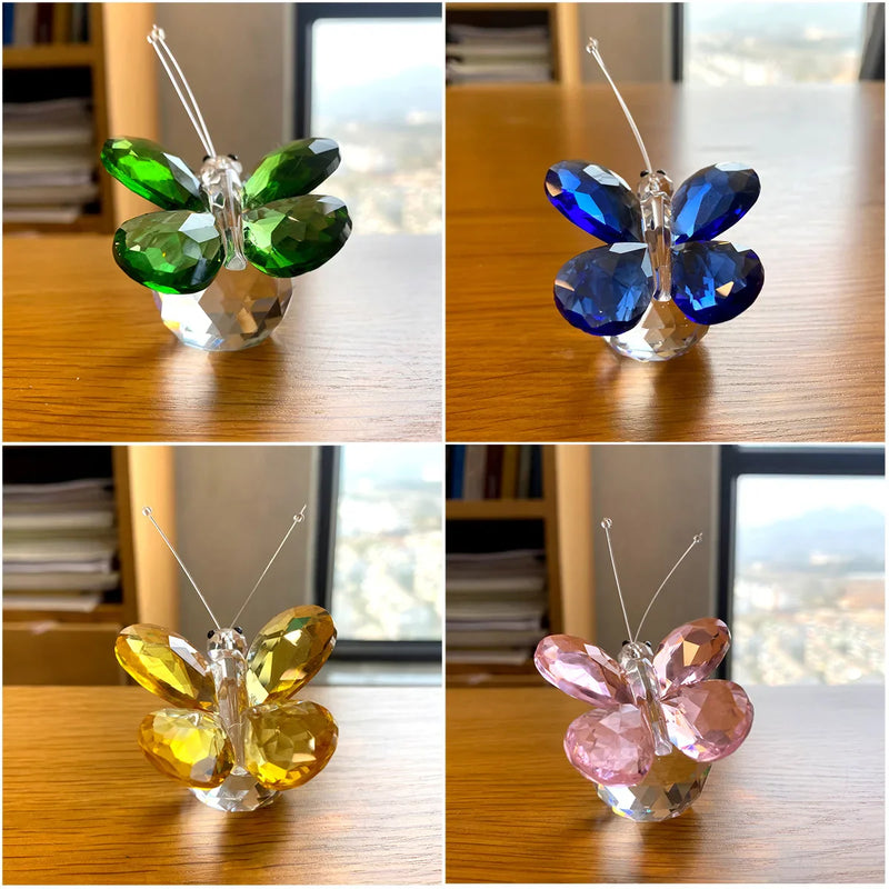 Afralia™ Crystal Butterfly Figurine Glass Paperweight Sculpture Christmas Decor Gift