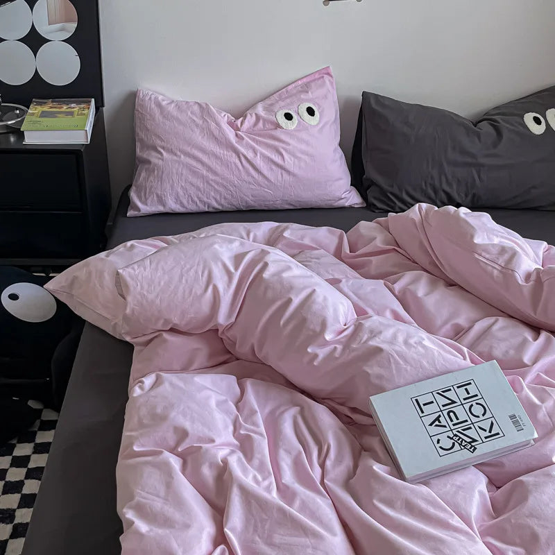 Afralia™ Soft Skin Eye Embroidery Bedding Set: High Quality Duvet Cover Set