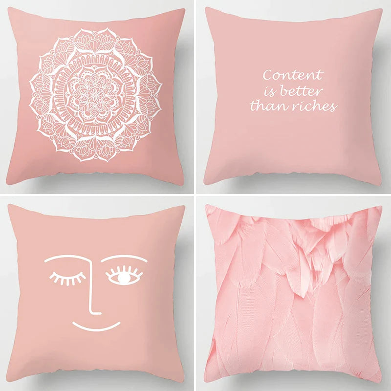 Pink Flower Feather Cushion Cover 45x45cm for Home Decor, Afralia™ Brand