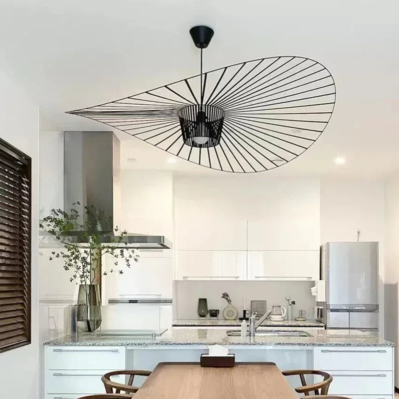 Afralia™ Simple Style Straw Hat Chandeliers for Living and Dining Room Lighting