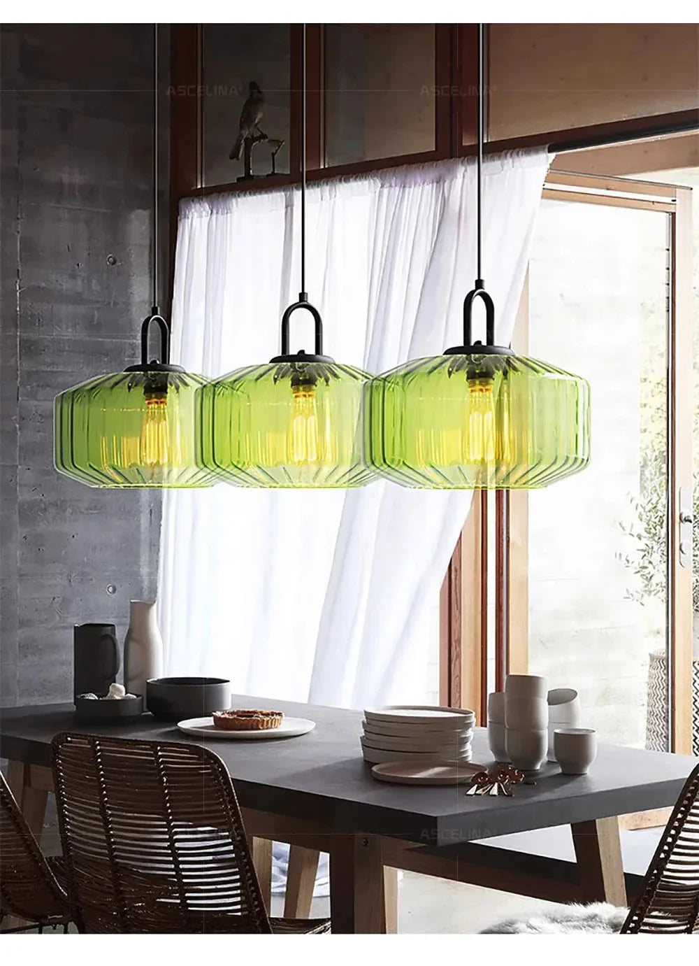 Afralia™ Glass LED Pendant Chandelier Colorful Kitchen Island Light Fixture