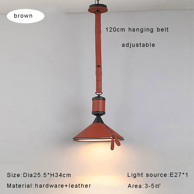 Afralia™ Modern Brown Blue Leather Pendant Light Chandelier for Home Decoration