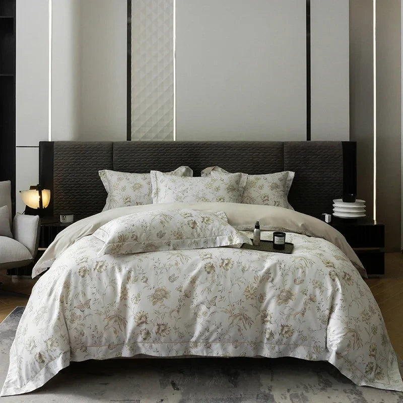 Afralia™ Egyptian Cotton Bedding Set - Queen King Full Size Duvet Cover Sheet Pillowcase