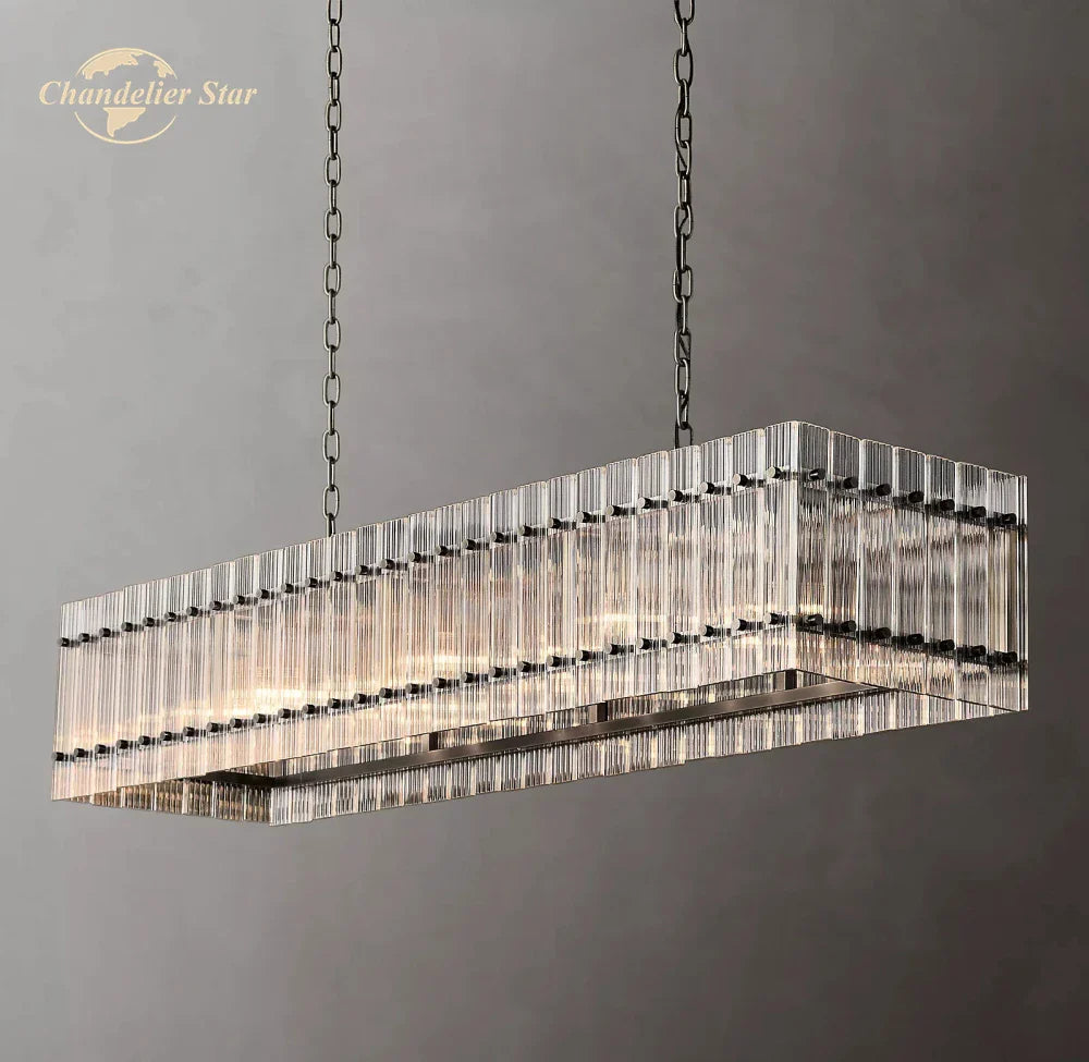 Afralia™ LED San Marco Glass Chandelier: Modern Rectangular Lighting for Dining, Kitchen, Living Room