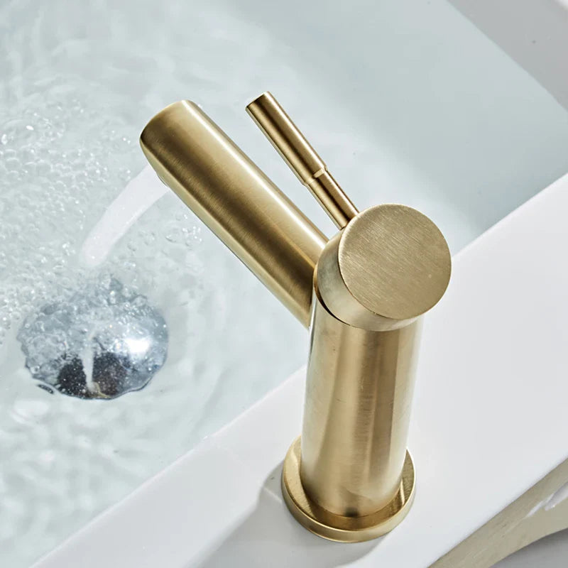 Afralia™ Gold Basin Faucet: Stainless Steel Single Handle Mixer for Bathroom and Kitchen