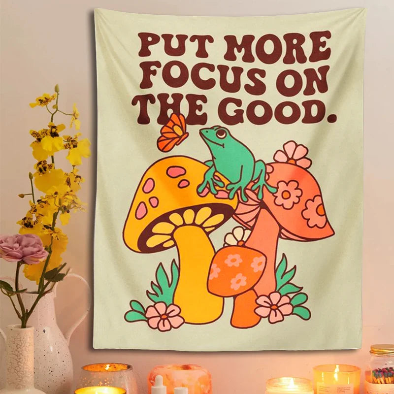 Afralia™ Mushroom Frog Tapestry Wall Hanging for Trippy Aesthetic Retro Boho Decor