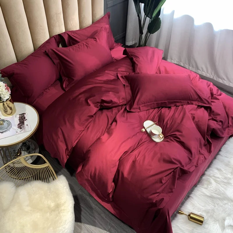 Afralia™ Luxury 1000TC Egyptian Cotton Bedding Set in Soft Silky Solid Color