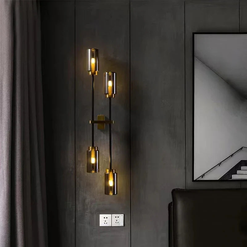 Afralia™ Black Glass Wall Lamp: Modern Retro Nordic Sconce for Living Room Bedroom Decor