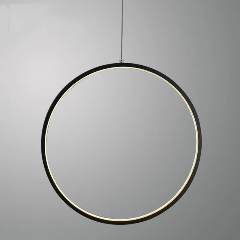 Afralia™ LED Ring Chandelier: Minimalist Black Circle Pendant Light for Living Room Lighting