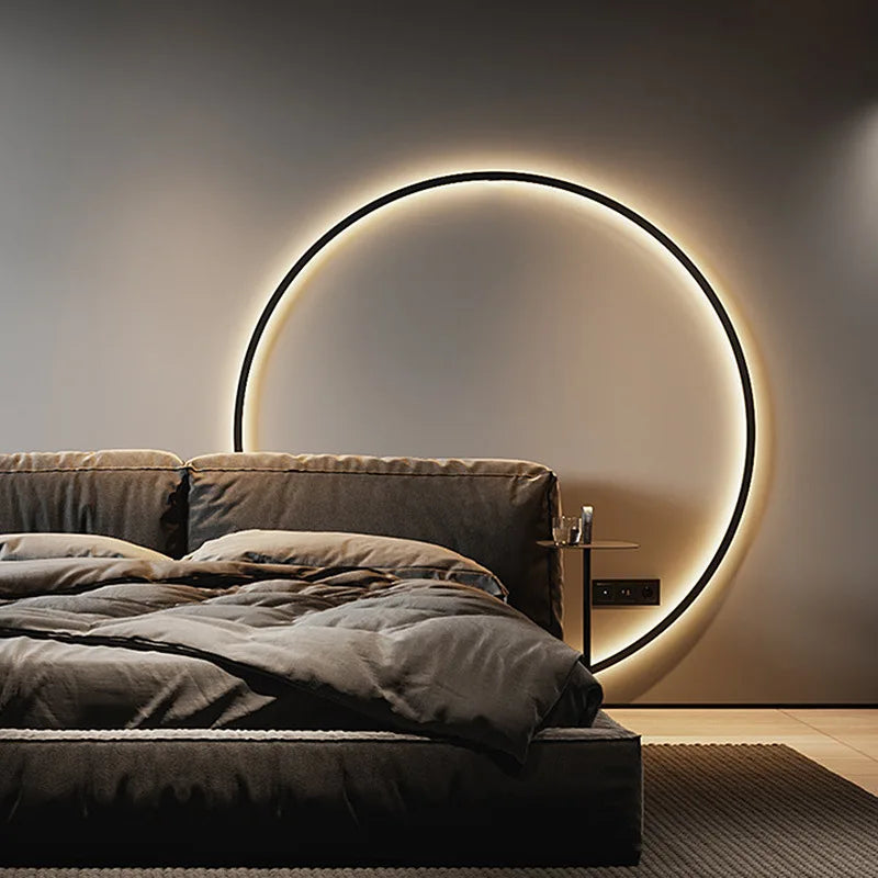 Afralia™ Nordic Luxury Gold Wall Lamp Modern Minimalist Bedroom Ring Bedside Light