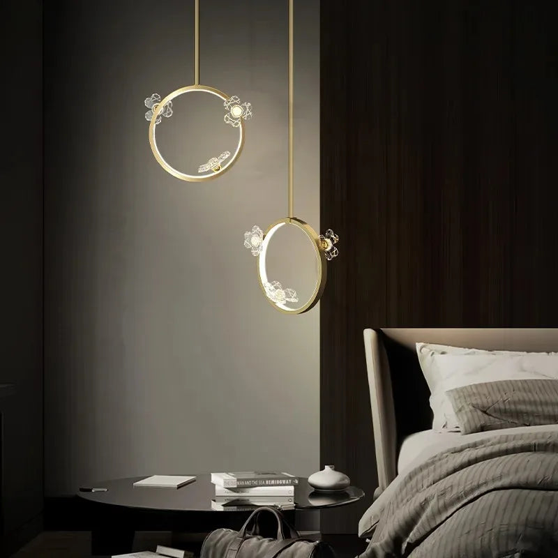 Afralia™ Luxury Acrylic Flowers Pendant Light Bedside Restaurant Coffee Shop Modern Copper Bouquet