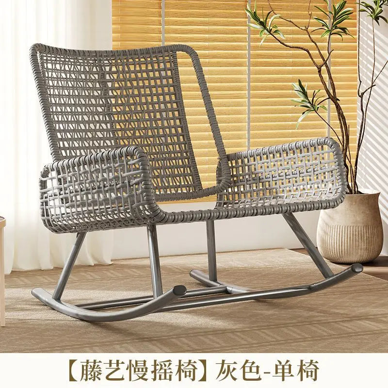 Afralia™ Rattan Rocking Chair: Comfortable Balcony Sofa for Carefree Living