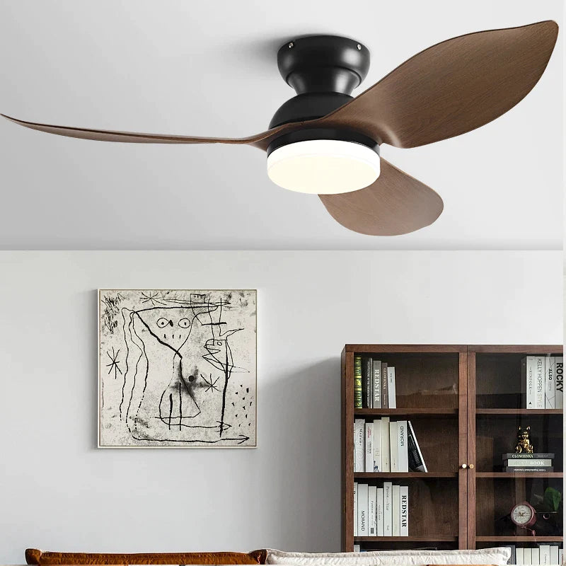 Afralia™ 48" Black Low Floor Ceiling Fan with Modern Design and LED Light