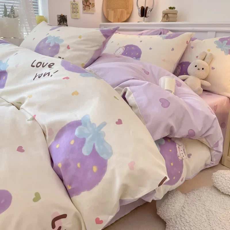 Afralia™ Cartoon Printed Cotton Quilt Cover Set - Soft, Breathable, Colorfast Bedding