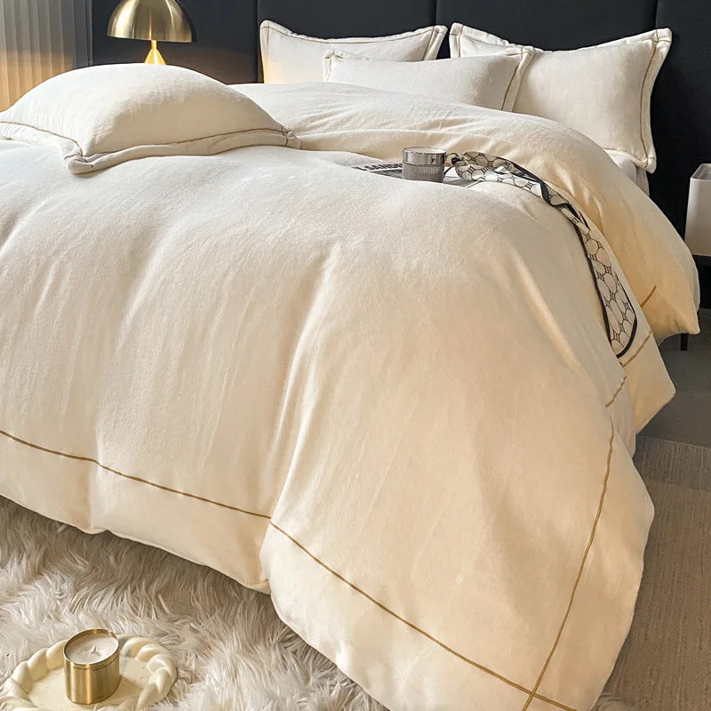 Afralia™ Winter Coral Velvet Bedding Set Double-sided Thick Warm Comforter Cover