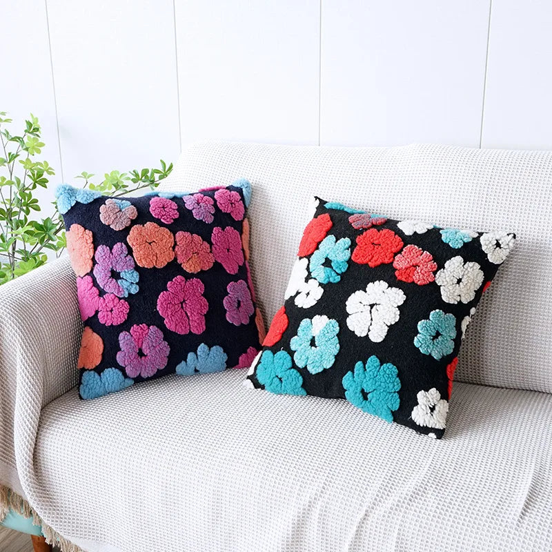 Afralia™ 3D Floral Jacquard Pillow Case 45x45cm Colorful Home Decor Cushion Cover