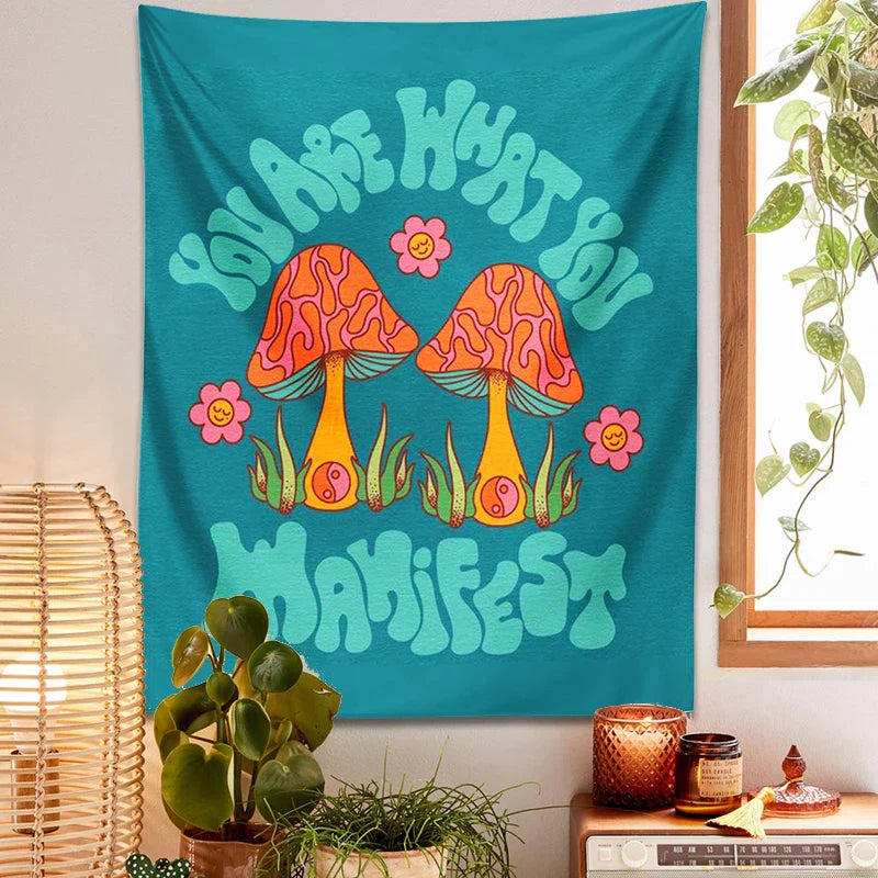 Afralia™ Mushroom Tapestry Wall Hanging: 70s Groovy Hippie Psychedelic Flower Art, Dorm Decor