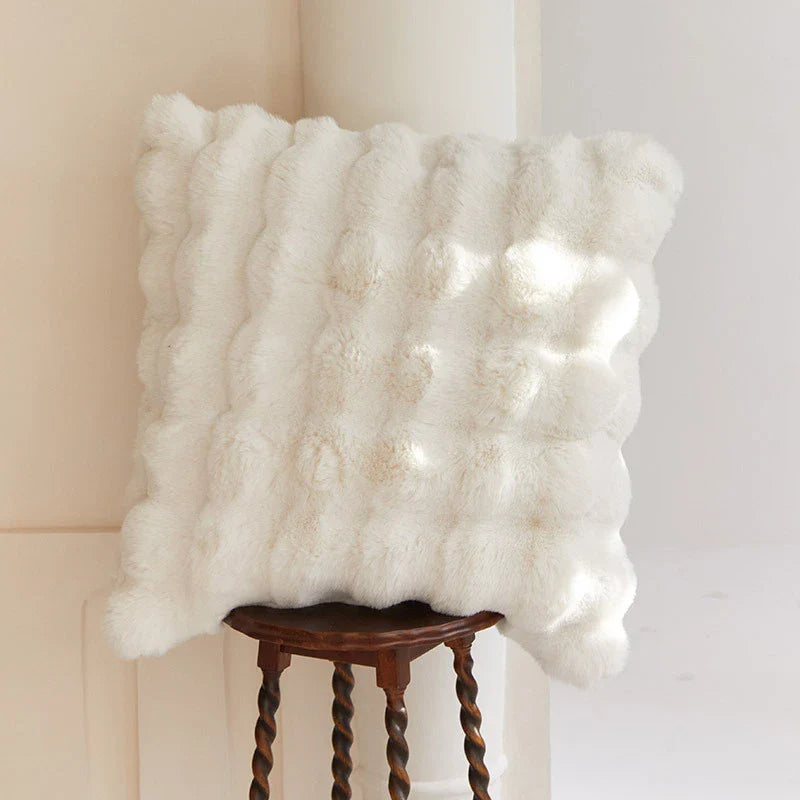 Afralia™ Tuscan Style Faux Fur Throw Pillow Luxury Sofa Cushion Plush Seat/Back Pillows