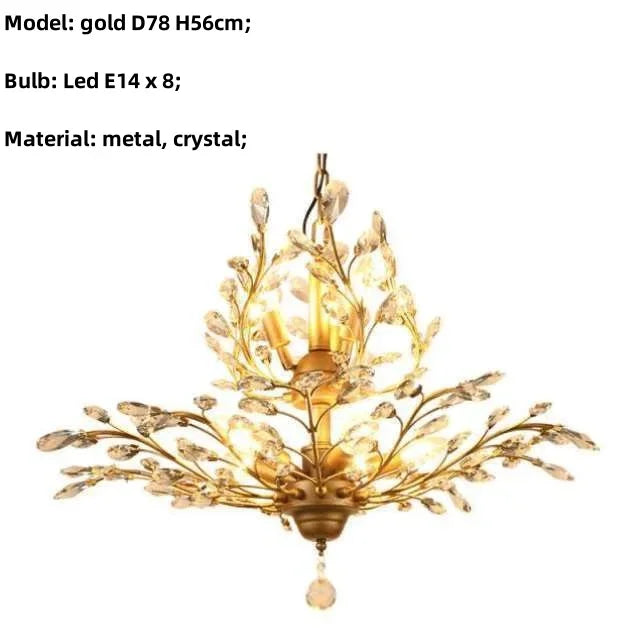 Afralia™ Crystal Tree Chandelier Ceiling Light for Bedroom with LED E14 Bulbs