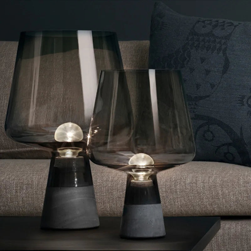 Afralia™ Leimu Cement Table Lamp - Modern Industrial Glass Desk Light