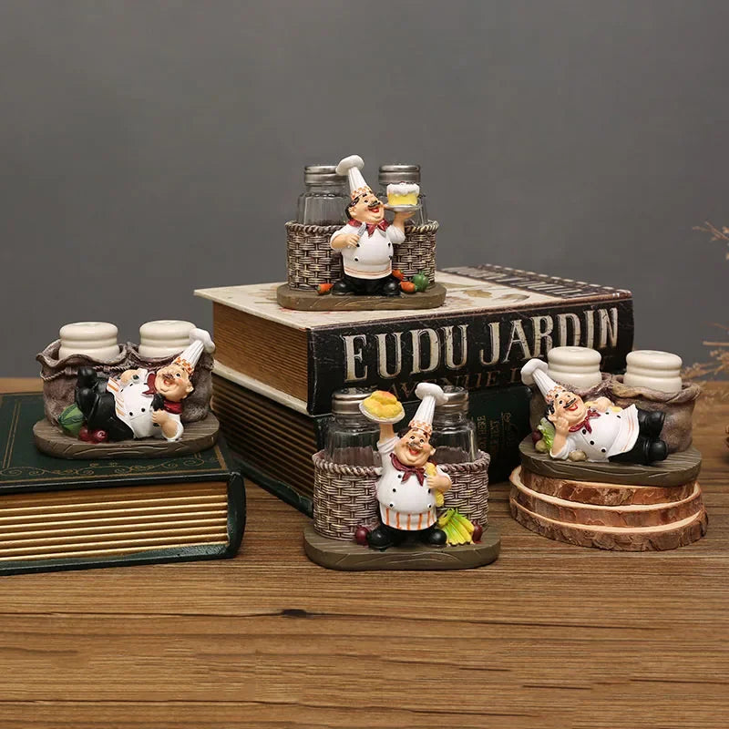 Afralia™ Bearded Chef Resin Figure Sculpture Modern Kitchen Desk Decor Ornaments