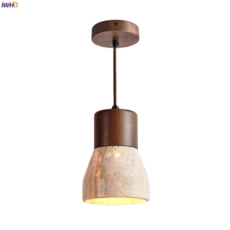 Afralia™ LED Hanging Lamps Yellow Travertine Pendant Lighting for Bedroom Living Dining Room