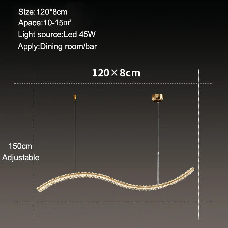 Afralia™ Double Wave Crystal Chandelier - Modern LED Dining Room Lighting