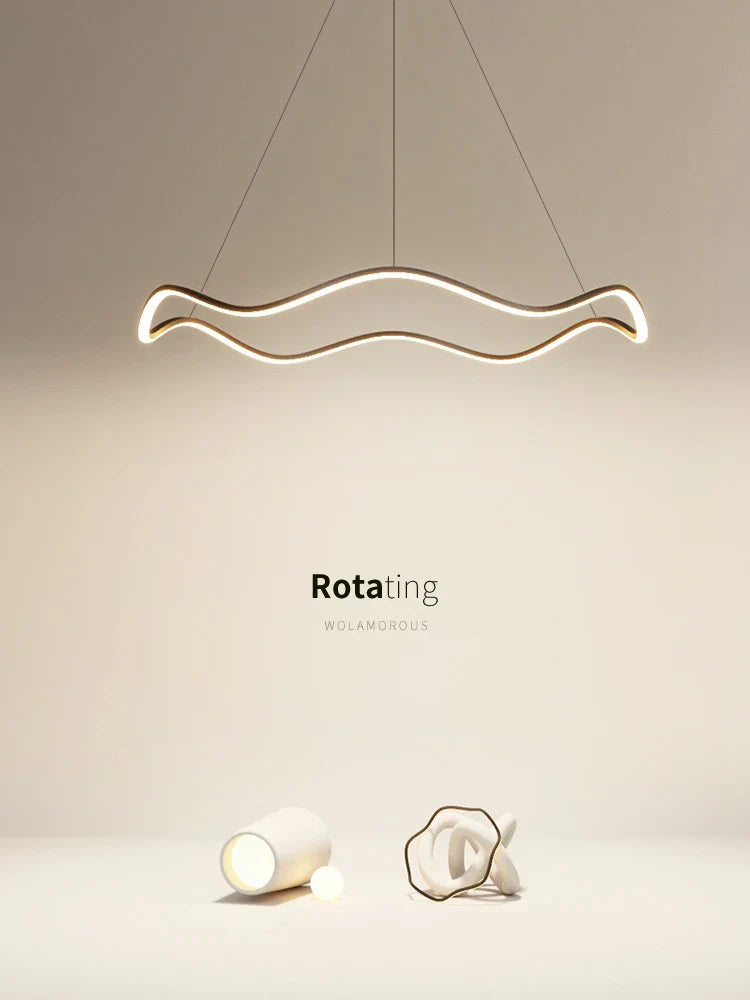 Afralia™ Circle Wave LED Pendant Chandelier for Modern Living Dining Bedroom Lighting