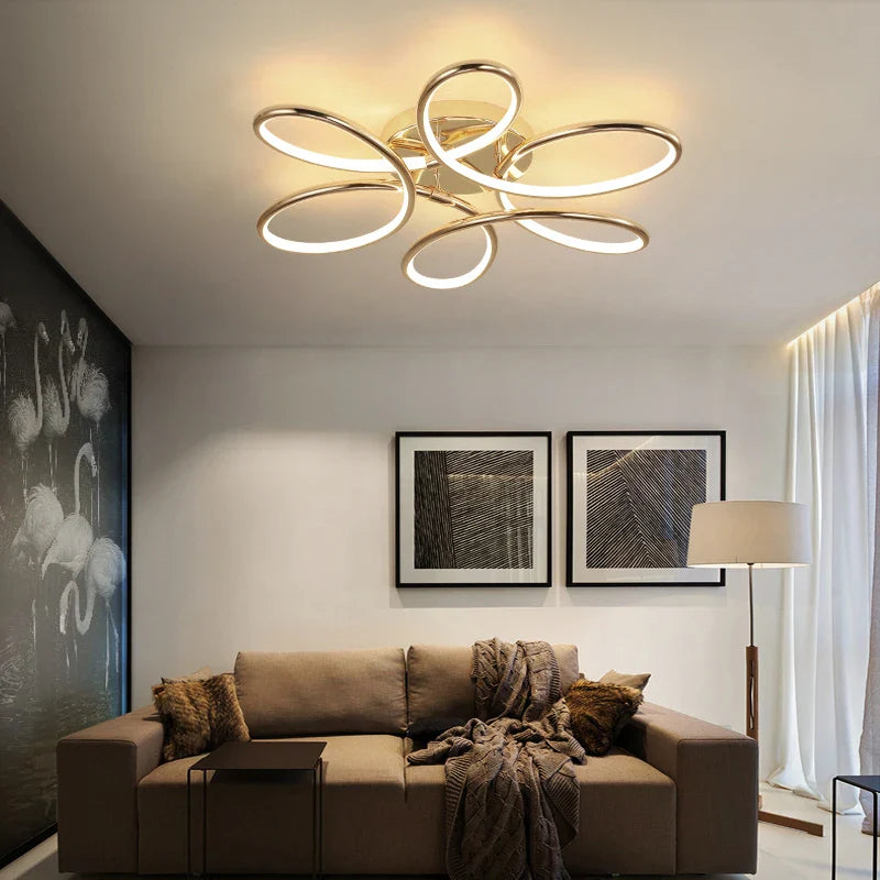 Afralia™ Golden Aluminum Ceiling Lights for Living Bedroom Kitchen Children's Room
