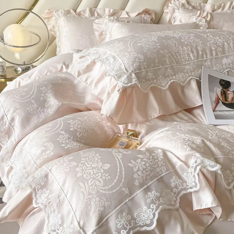 Afralia™ Silk Jacquard Bedding Sets: Summer Cool Quilt Cover Set, Various Sizes