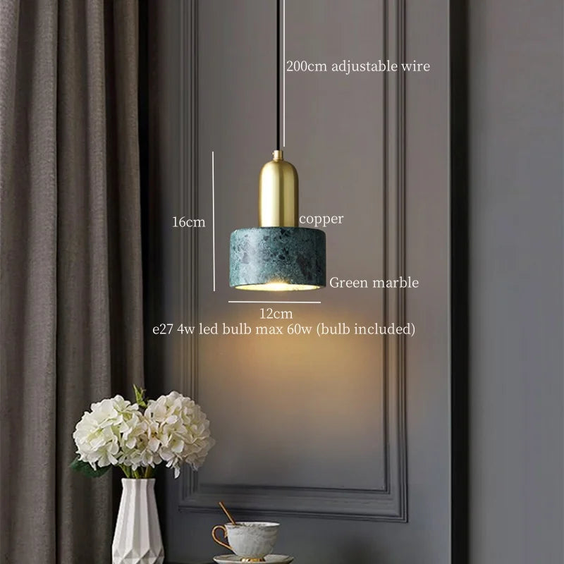 Afralia™ Copper Marble LED Pendant Light for Kitchen Living Room Bedroom Decor