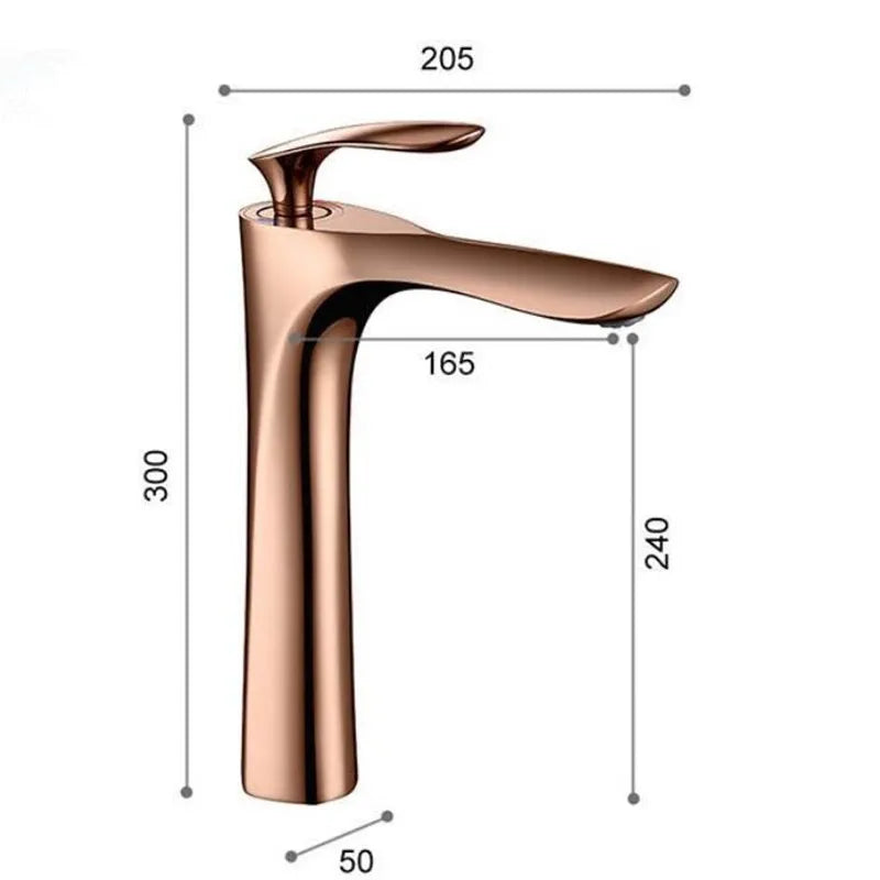 Afralia™ Rose Gold Bathroom Basin Faucet Hot & Cold Mixer Tap Deck Mounted Lavatory