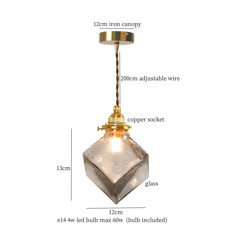 Afralia™ Cracked Glass LED Pendant Light for Cafe Bar Kitchen Living Room