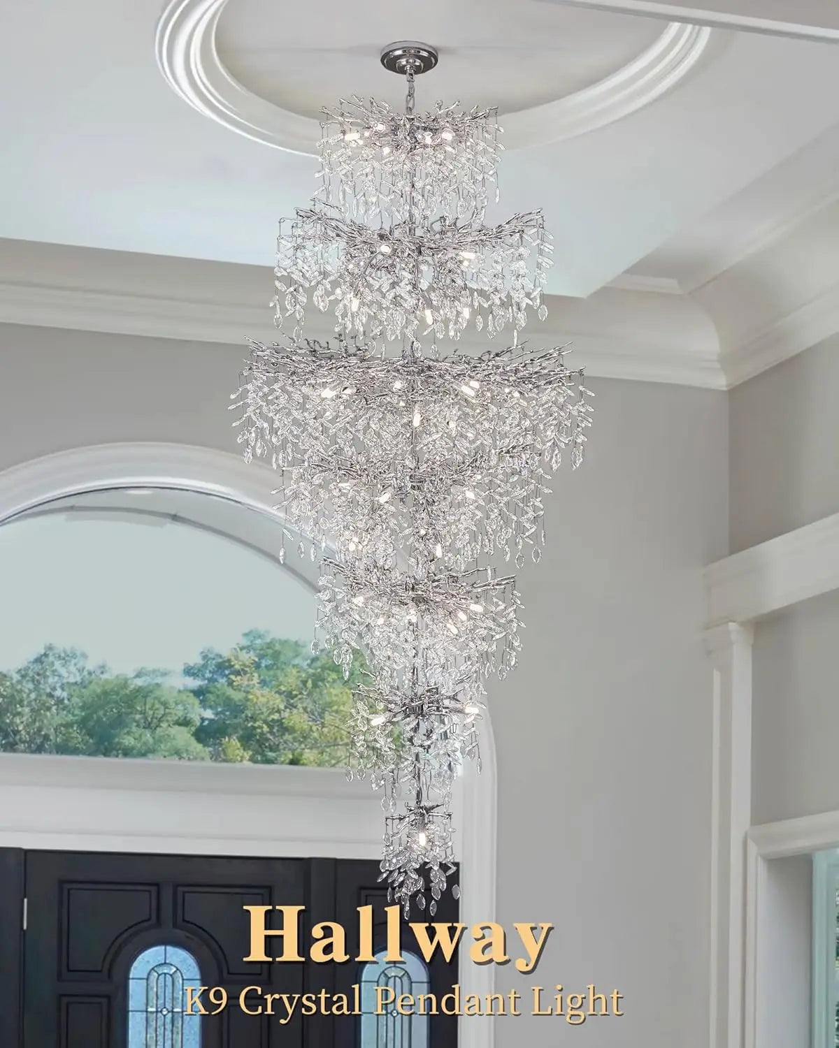 Afralia™ Silver Crystal Chandelier for Modern Staircases and Living Rooms