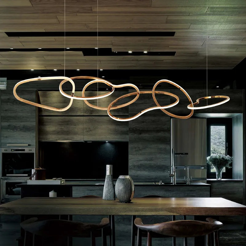 Afralia™ Rose Gold Maillon Pendant Light for Minimalist Dining Room Décor