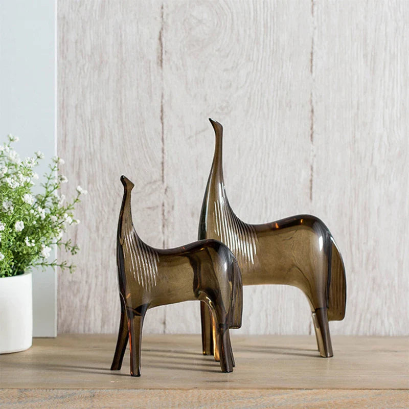 Afralia™ Horse Couple & Foal Sculpture Set - Abstract Animal Ornaments for Home Decor