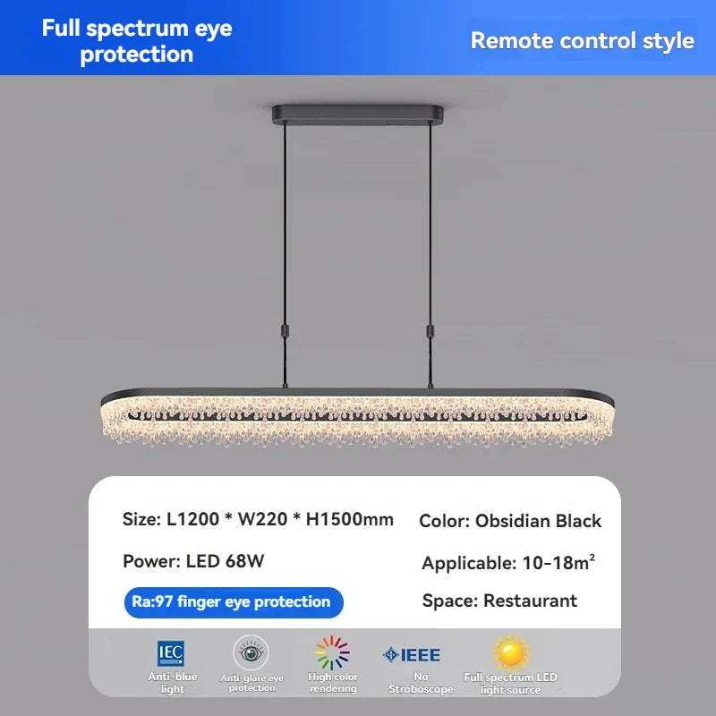 Afralia™ Black Crystal Ceiling Pendant LED Chandelier for Modern Living Room Decor