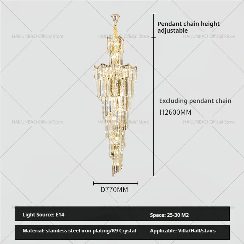 Afralia™ Crystal Chandelier: European Villa Hotel Luxury Hollow Building Middle Floor Lighting