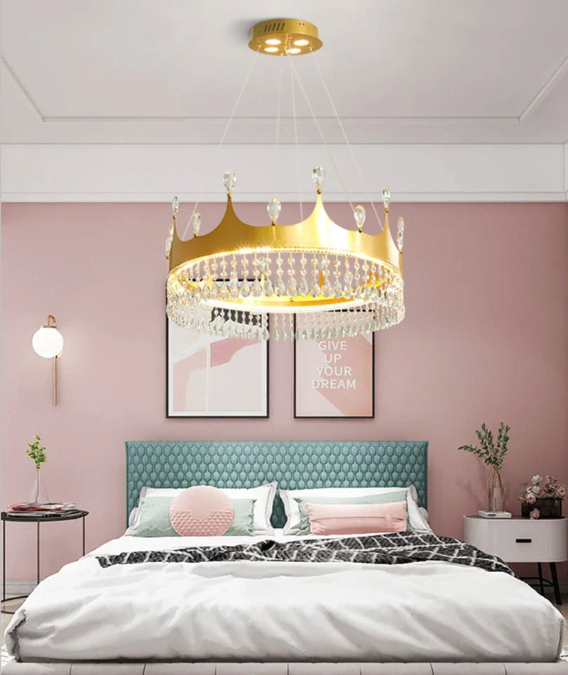 Afralia™ Princess Crown Crystal LED Chandelier for Home Lighting