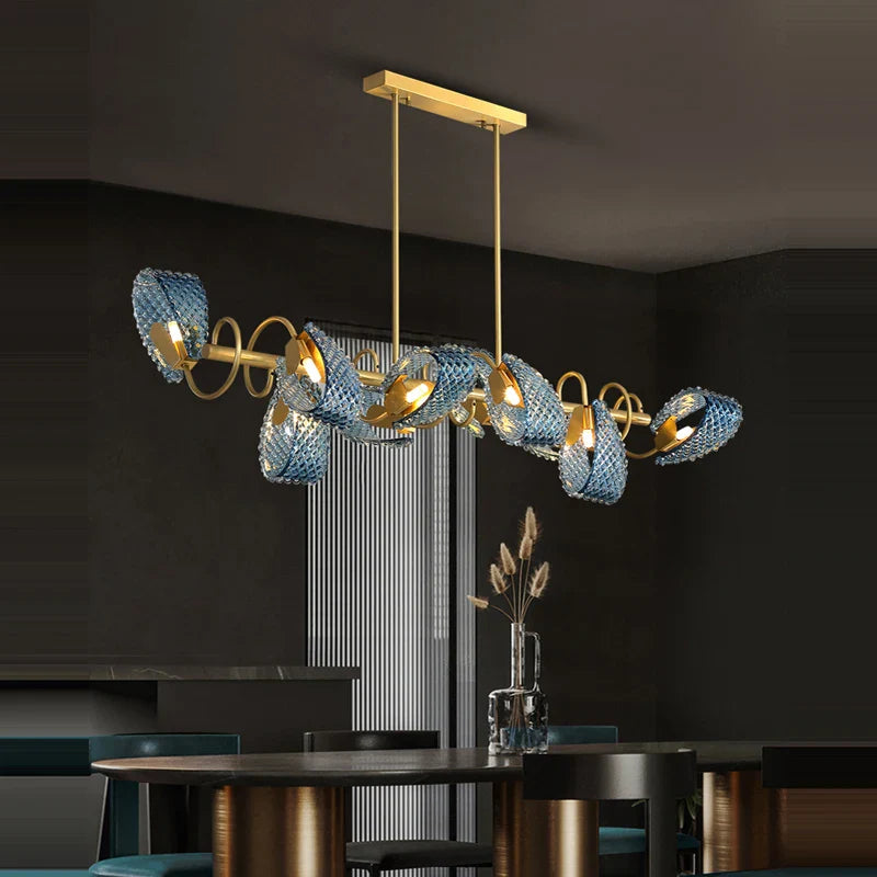 Afralia™ Blue Queen Crystal Glass LED Ceiling Chandelier - Elegant Lighting Fixture for Living Room