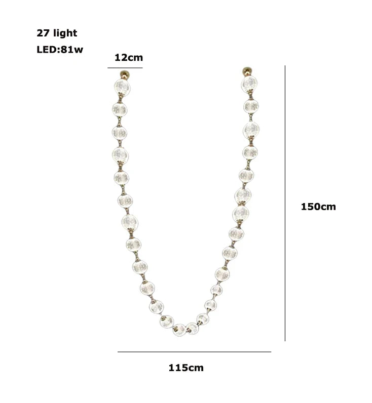 Afralia™ Pearl Necklace Design LED Chandelier for Dining Room Staircase Decor