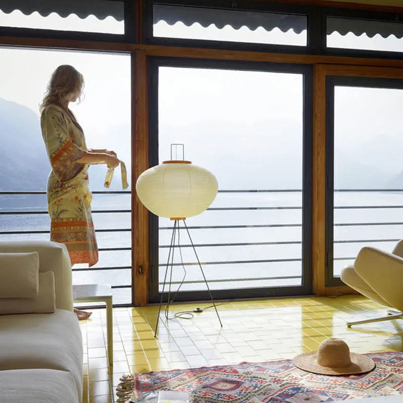 Afralia™ Noguchi Isamu Rice Paper Floor Lamp - Simple Designer Light Fixture