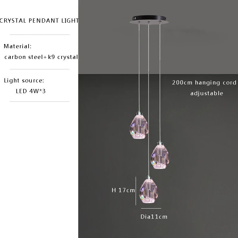 Afralia™ Pink Crystal Chandelier | Sleek Modern Design | Luxury Hanging Lamp for Home
