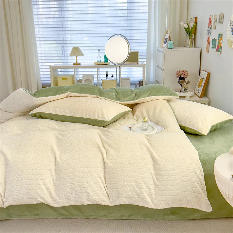 Afralia™ Milk Velvet Quilt Cover | Double-sided Fleece Comforter Cover
