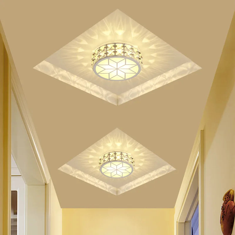 Afralia™ Modern Gold Crystal Ceiling Light for Hall Stairs Entrances
