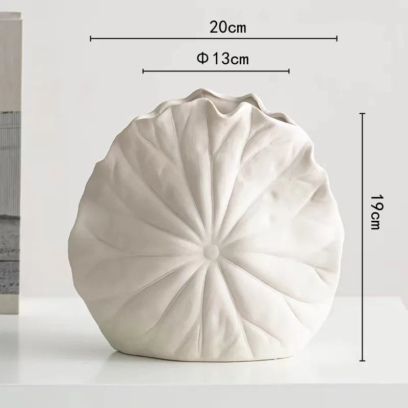 Afralia™ Lotus Leaf Ceramic Vase for Floral Arrangement and Room Decoration