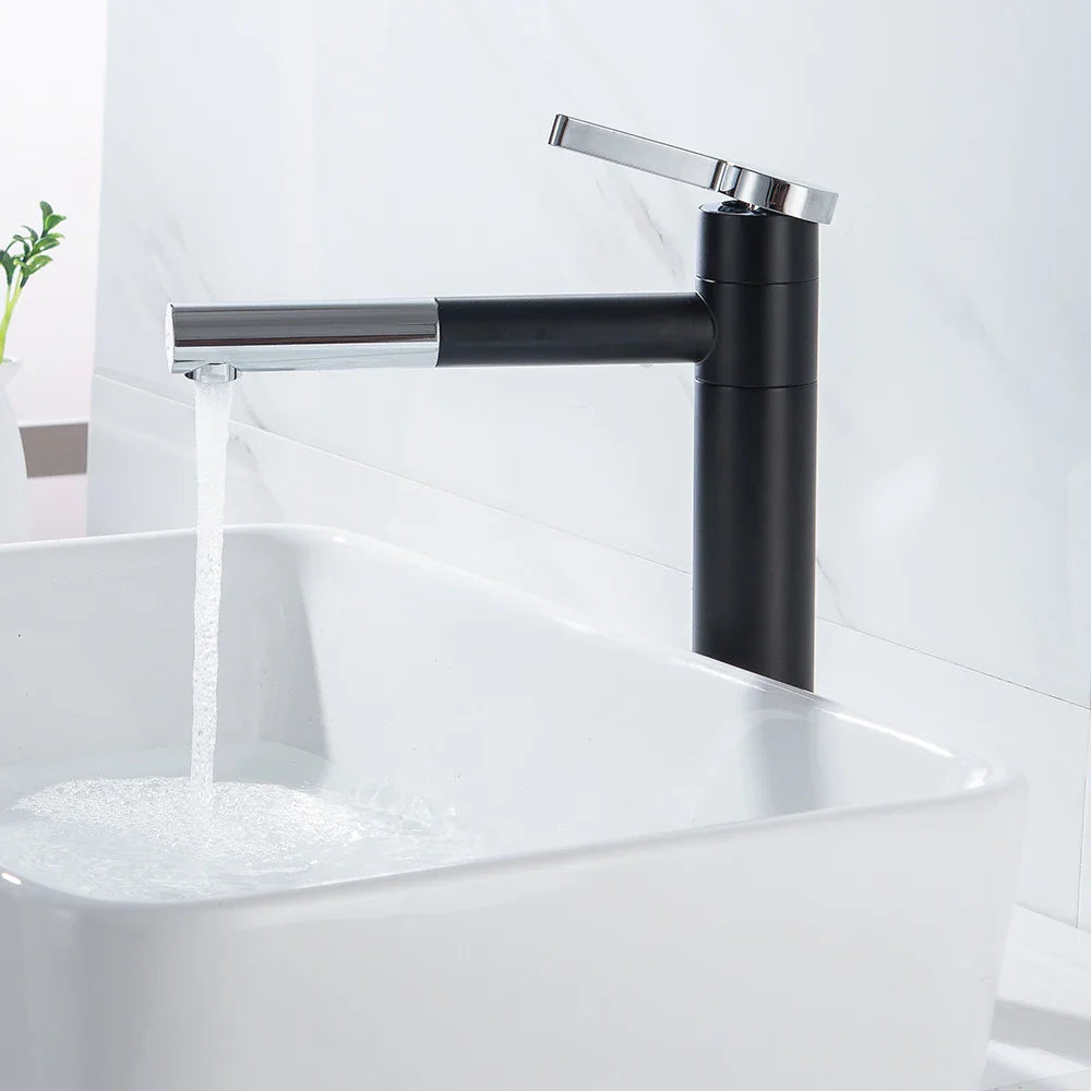 Afralia™ White & Silver Chrome Finish Basin Mixer Tap 360° Rotate Bathroom Faucet