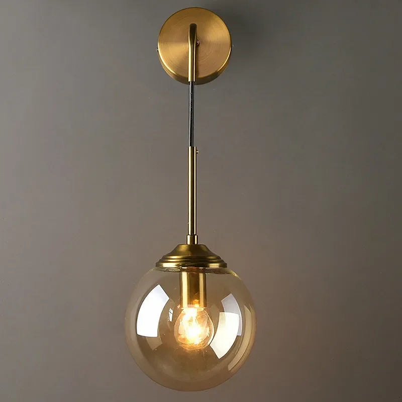 Afralia™ Golden Glass Ball Wall Sconce Light Fixture for Modern Living Room Decor