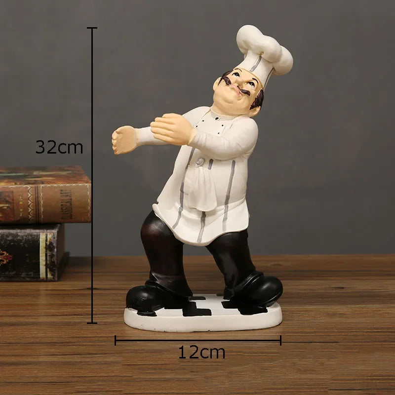 Afralia™ Bearded Chef Resin Figure Sculpture Modern Kitchen Desk Decor Ornaments