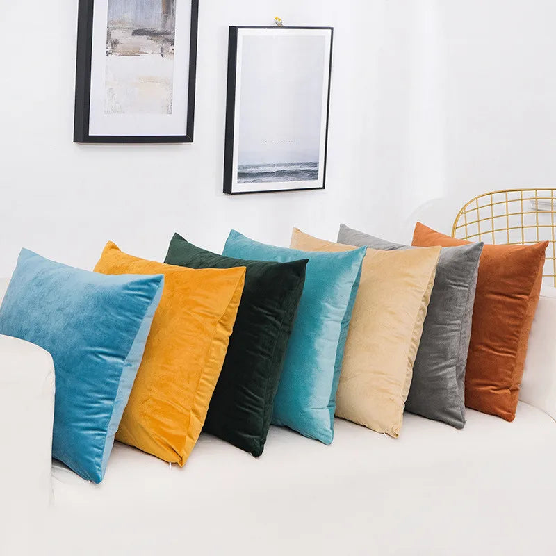 Afralia™ Velvet Cushion Cover 45x45cm - Home Decor Solid Color Pillowcase